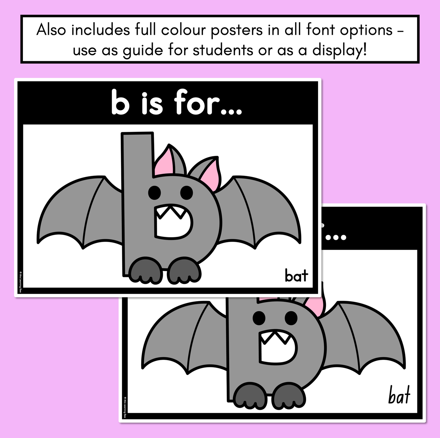 Beginning Sound Crafts - LOWERCASE Letter B - B is for Bat