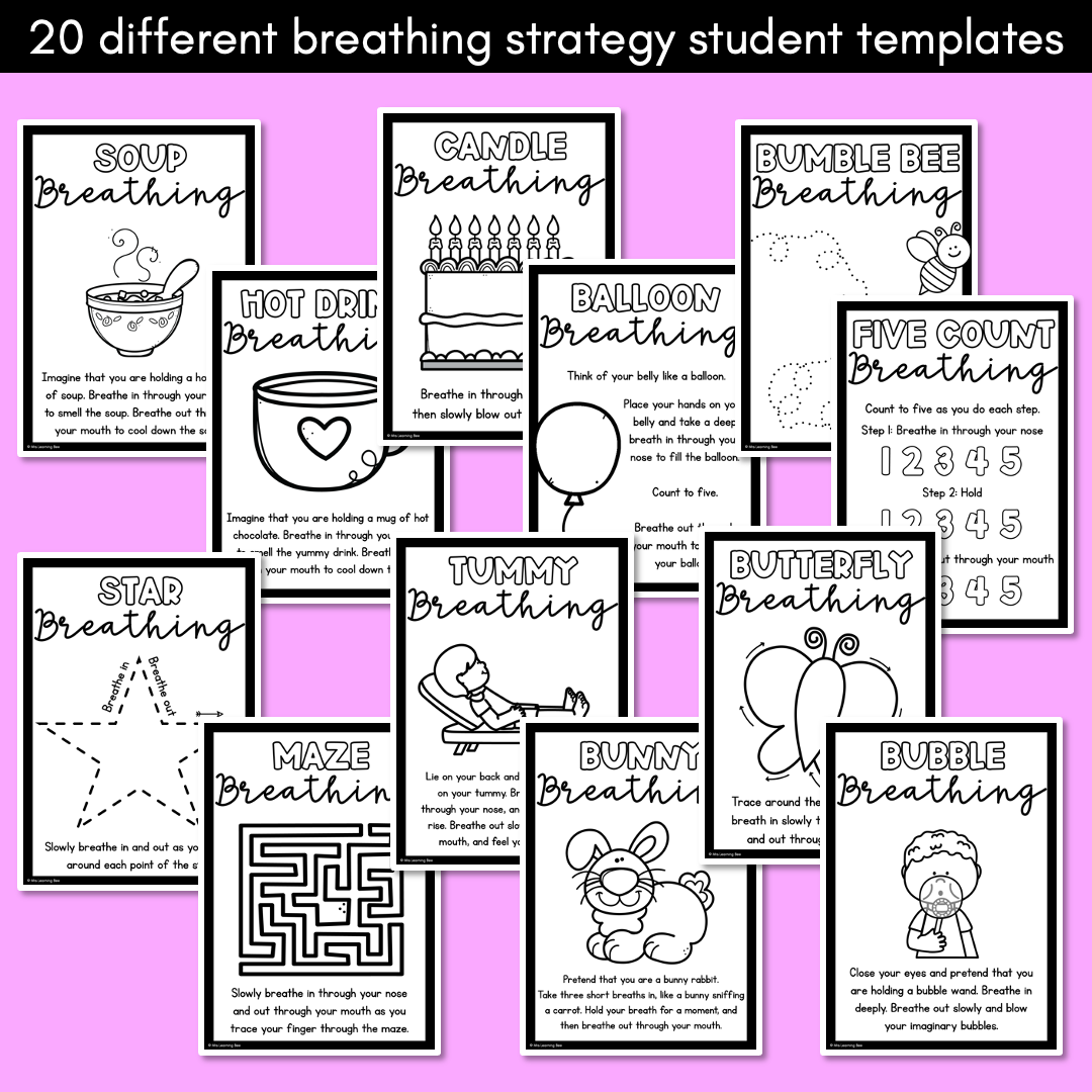 Mindful Breathing Exercises for Kids - Breathing Strategies Student Templates