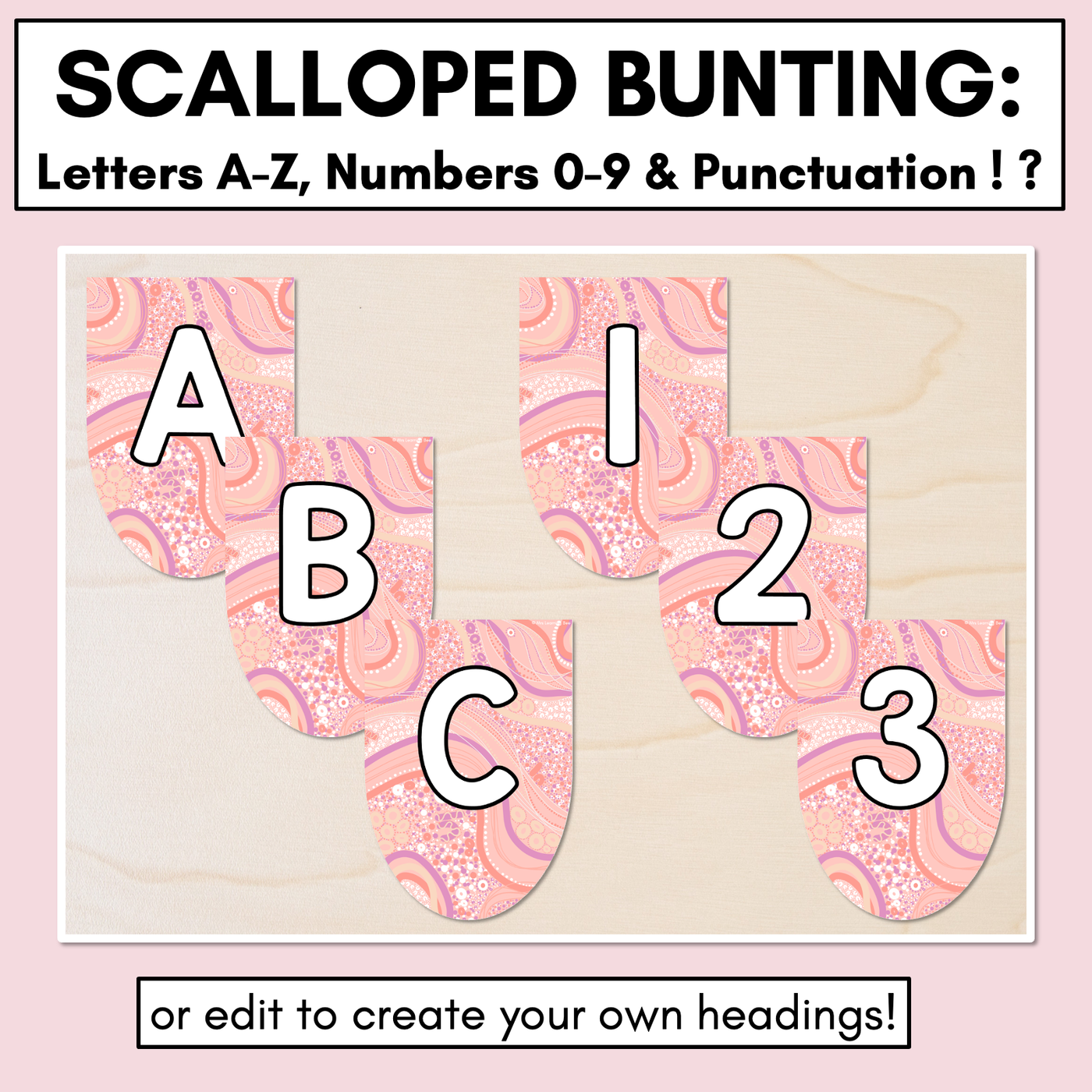 Alphabet & Numbers Editable Bunting & Accents - Muthi Tidda - Tully