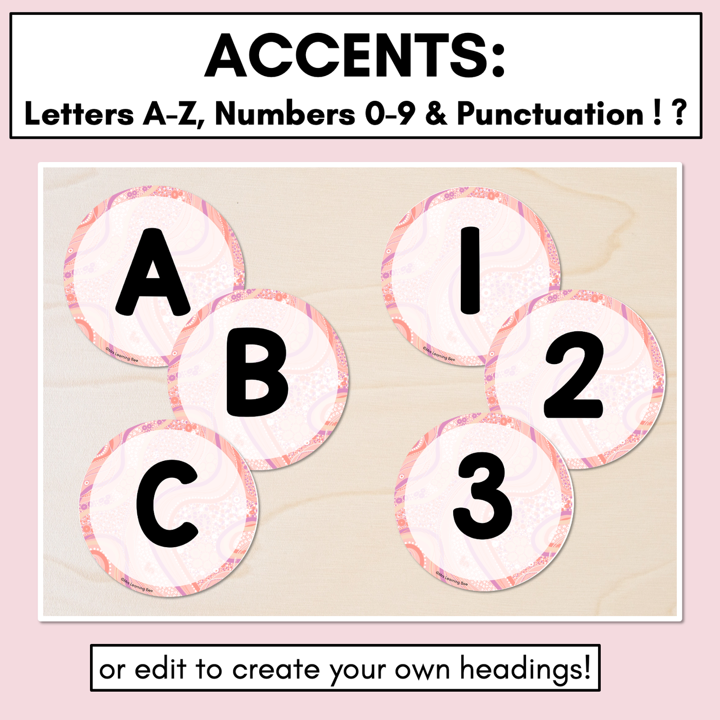 Alphabet & Numbers Editable Bunting & Accents - Muthi Tidda - Tully