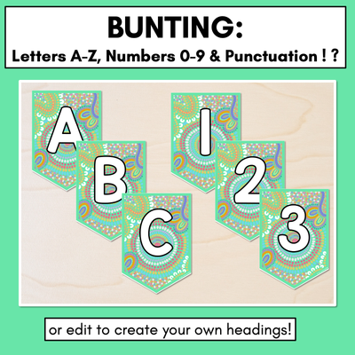 Alphabet & Numbers Editable Bunting & Accents - Muthi Tidda - A Calming Force