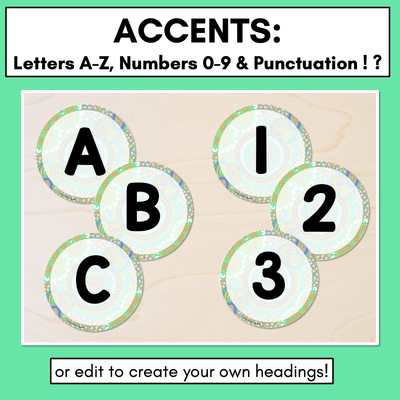 Alphabet & Numbers Editable Bunting & Accents - Muthi Tidda - A Calming Force