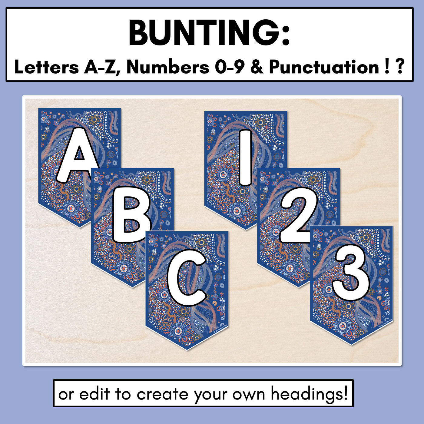 Alphabet & Numbers Editable Bunting & Accents - Muthi Tidda - Forge Your Own Path