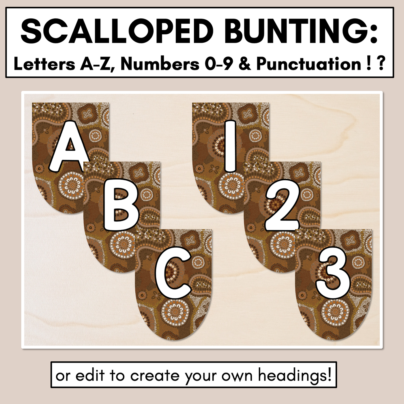 Alphabet & Numbers Editable Bunting & Accents - Muthi Tidda - Resilience