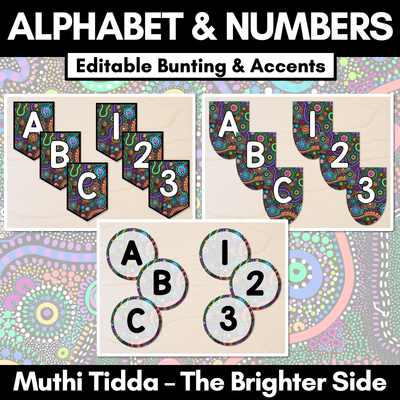 Alphabet & Numbers Editable Bunting & Accents - Muthi Tidda - The Brighter Side