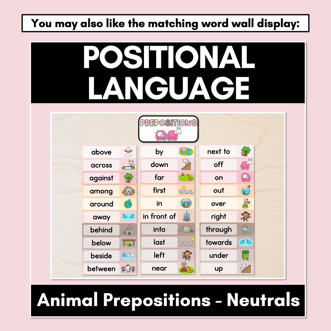 Positional Language - Animal Prepositions - Neutral PowerPoint Slides