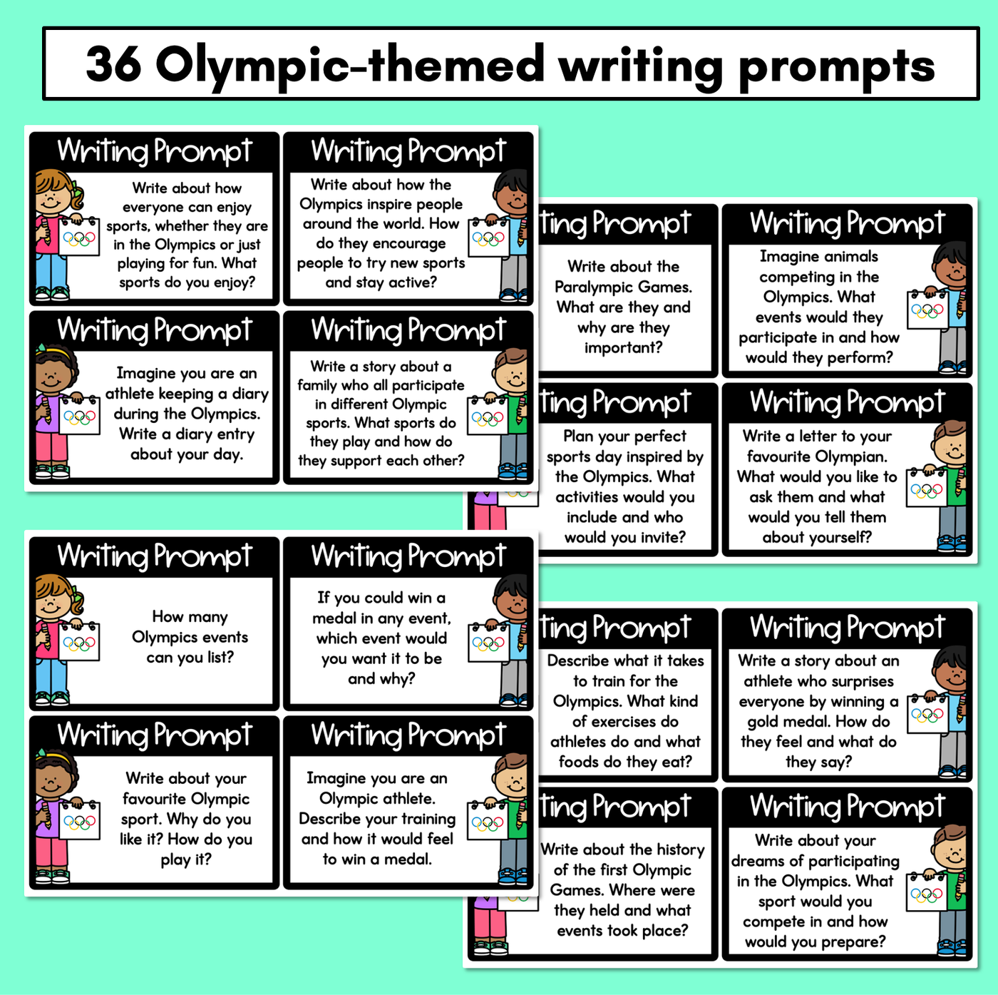 Summer Games Writing Prompts - Editable Summer Games Task Cards