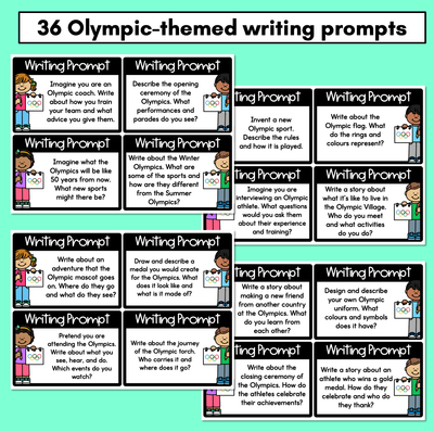 Summer Games Writing Prompts - Editable Summer Games Task Cards