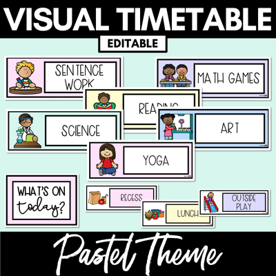 PASTEL CLASSROOM DECOR Visual Timetable - EDITABLE