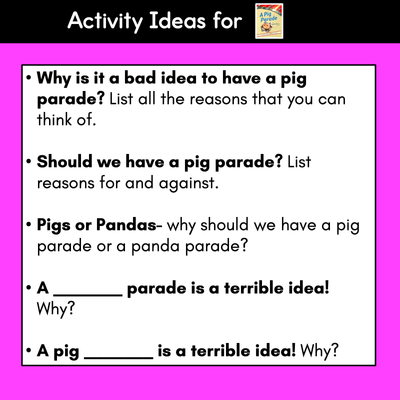 Persuasive Writing Templates & Slides - A Pig Parade is a Terrible Idea!