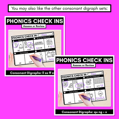 PHONICS CHECK INS - Consonant Digraphs ch sh th wh - No Prep Phonics Assessments