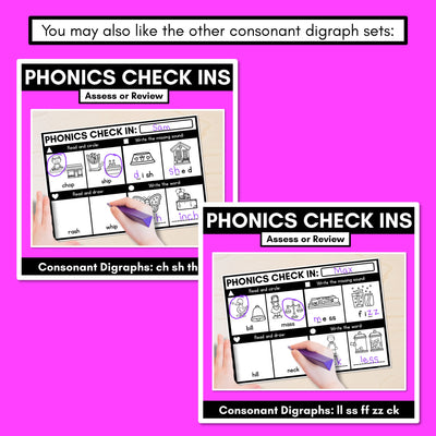 PHONICS CHECK INS - Consonant Digraphs qu ng + x - No Prep Phonics Assessments