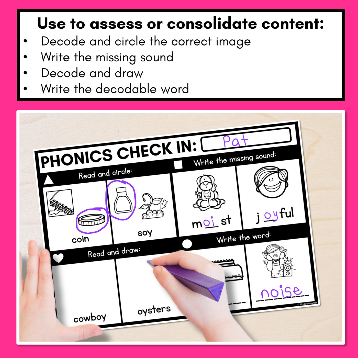 PHONICS CHECK INS - Diphthong OI OY - No Prep Phonics Assessments