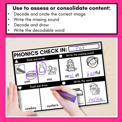 PHONICS CHECK INS - Diphthong OI OY - No Prep Phonics Assessments