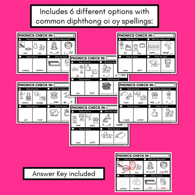 PHONICS CHECK INS - Diphthong OI OY - No Prep Phonics Assessments