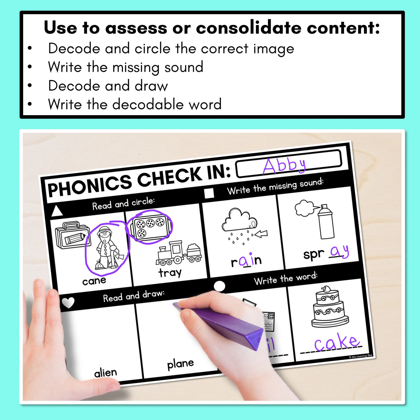 PHONICS CHECK INS - Long Vowel A - No Prep Phonics Assessments