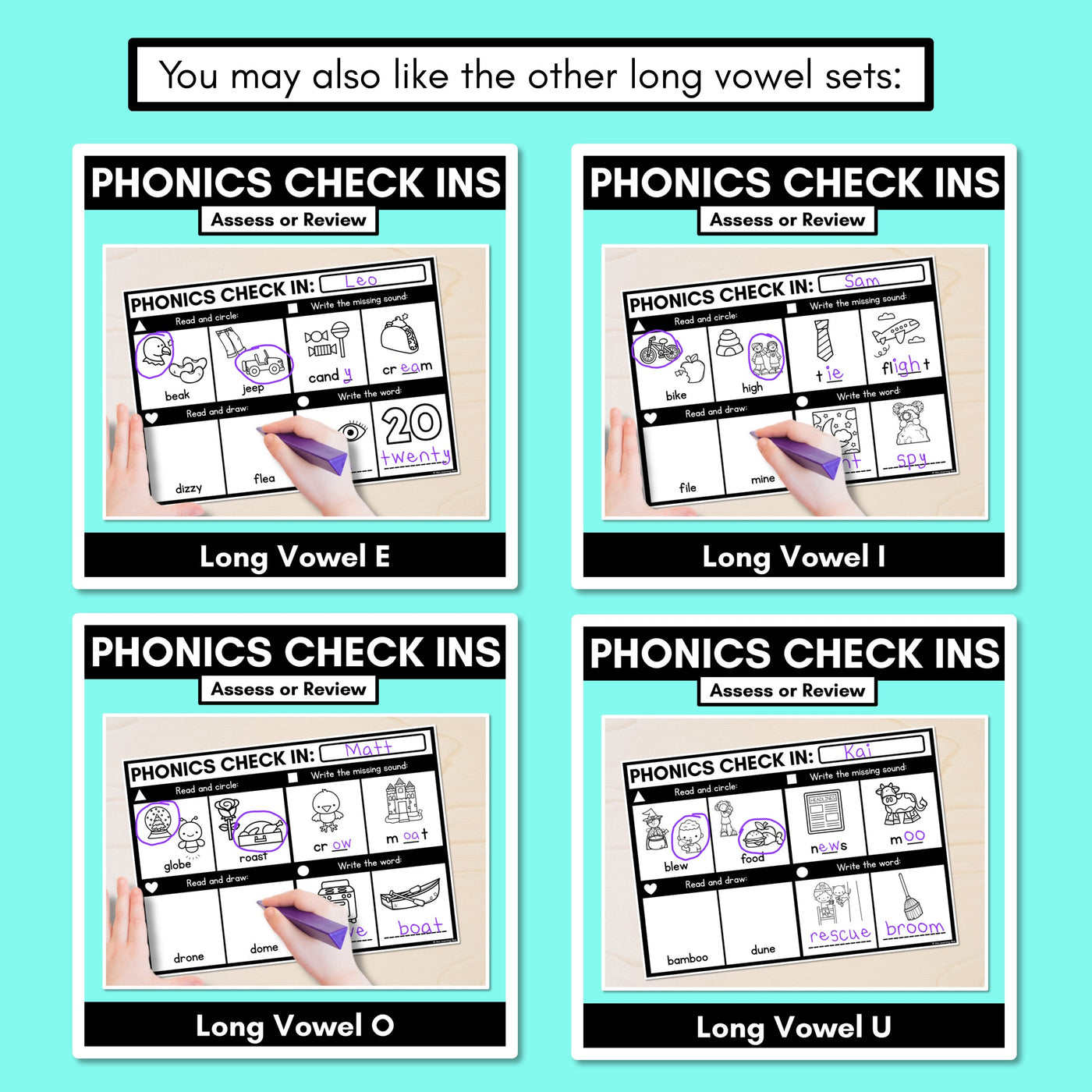 PHONICS CHECK INS - Long Vowel A - No Prep Phonics Assessments