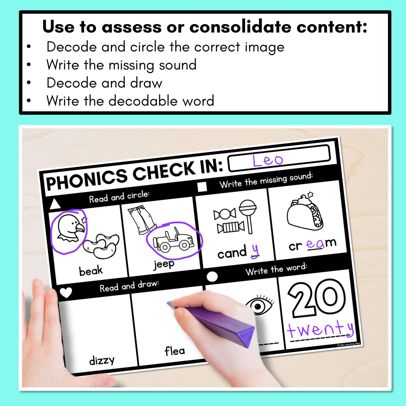 PHONICS CHECK INS - Long Vowel E - No Prep Phonics Assessments