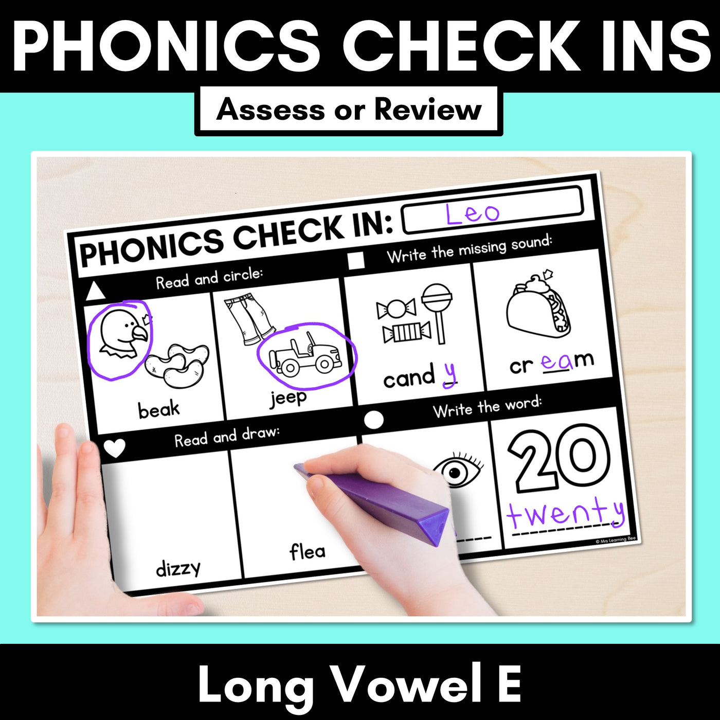 PHONICS CHECK INS - Long Vowel E - No Prep Phonics Assessments