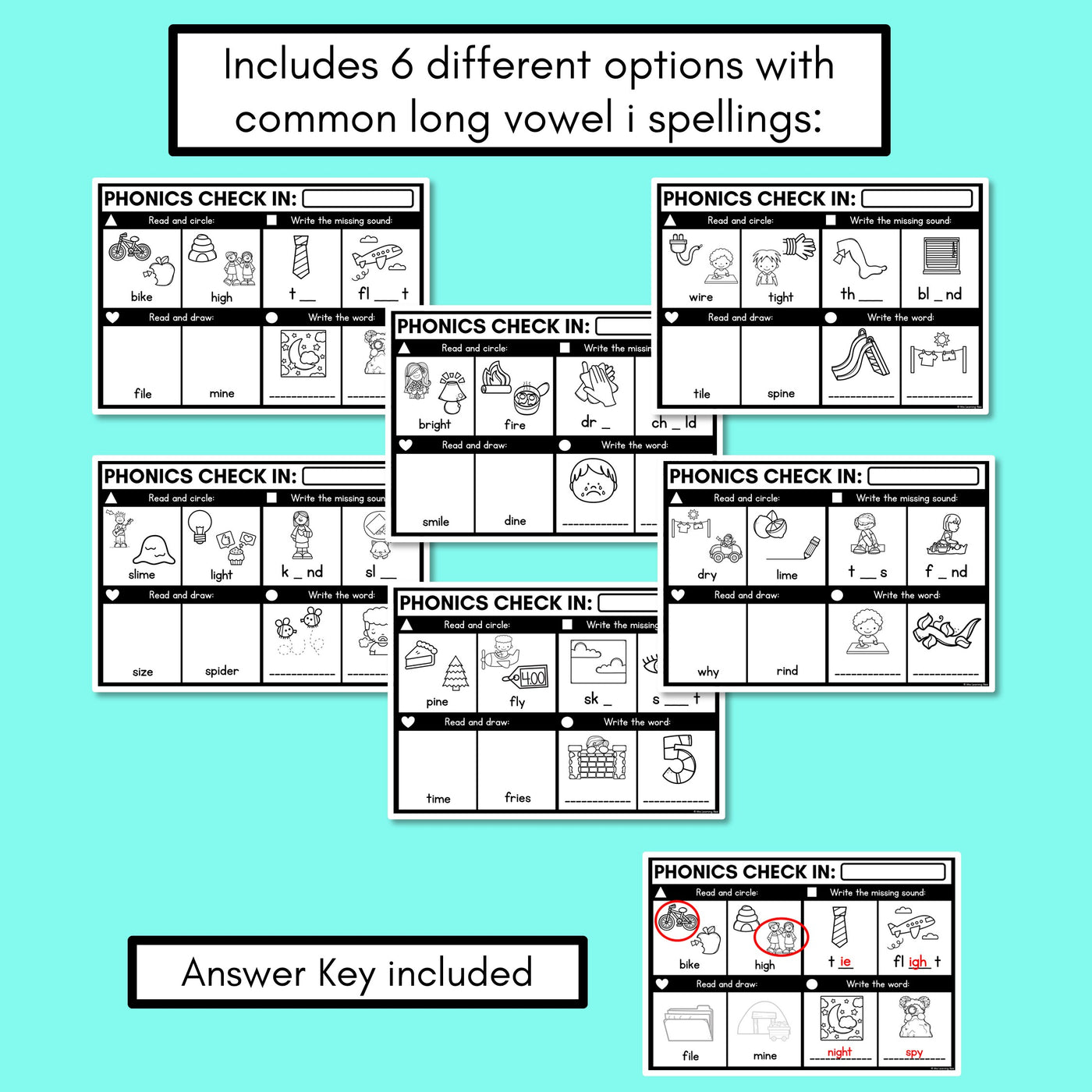 PHONICS CHECK INS - Long Vowel I - No Prep Phonics Assessments