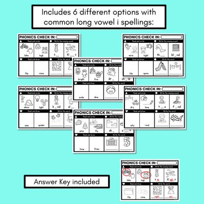 PHONICS CHECK INS - Long Vowel I - No Prep Phonics Assessments