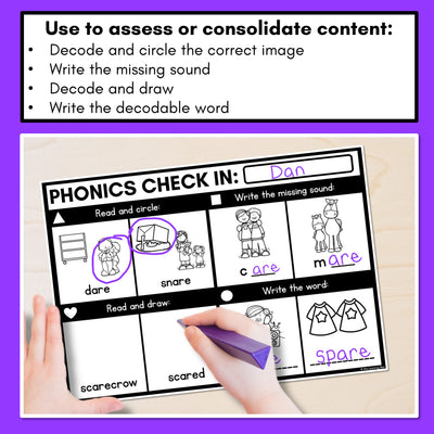 PHONICS CHECK INS - R-Controlled Vowel AIR - No Prep Phonics Assessments