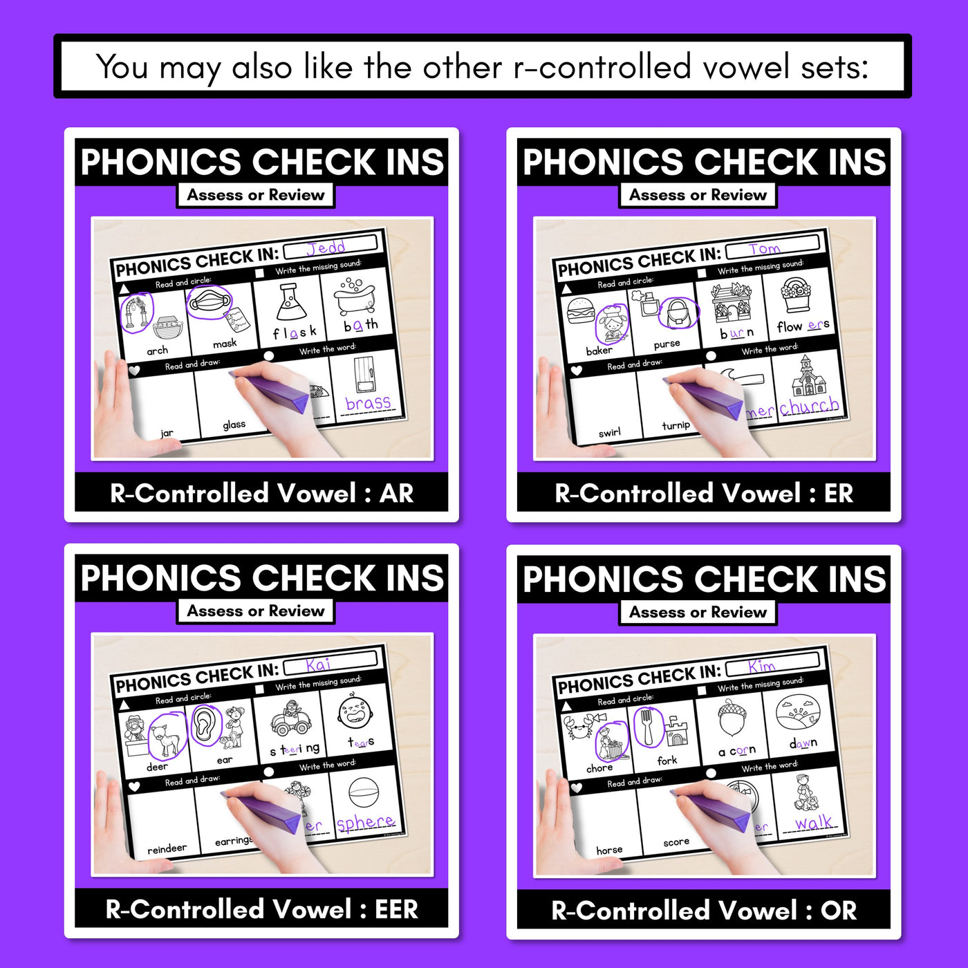 PHONICS CHECK INS - R-Controlled Vowel AIR - No Prep Phonics Assessments