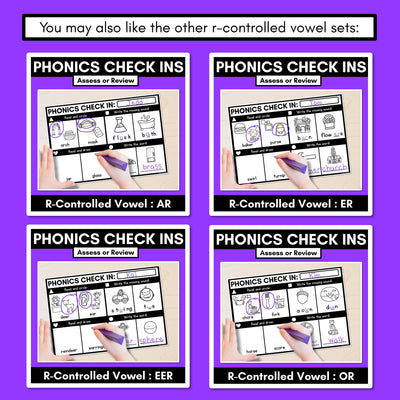 PHONICS CHECK INS - R-Controlled Vowel AIR - No Prep Phonics Assessments