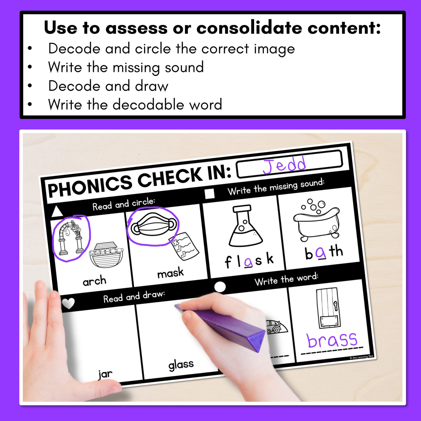 PHONICS CHECK INS - R-Controlled Vowel AR - No Prep Phonics Assessments