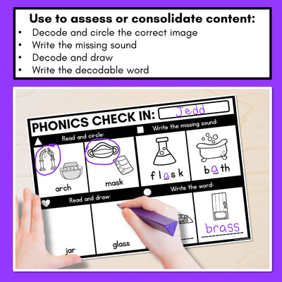 PHONICS CHECK INS - R-Controlled Vowel AR - No Prep Phonics Assessments