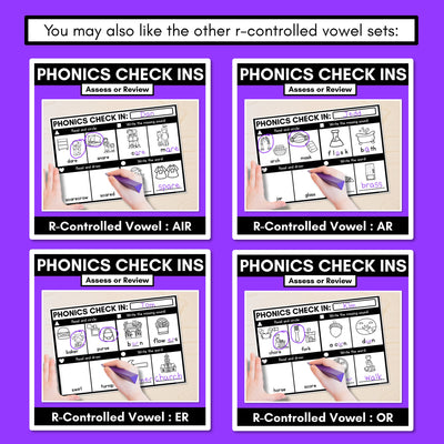 PHONICS CHECK INS - R-Controlled Vowel EER - No Prep Phonics Assessments