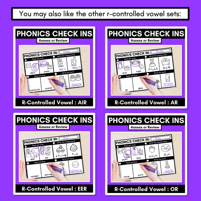 PHONICS CHECK INS - R-Controlled Vowel ER - No Prep Phonics Assessments