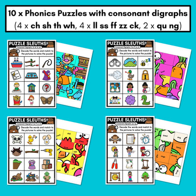 PHONICS PUZZLES - Phonics Games &  Worksheets- Decodable Consonant Digraph Words