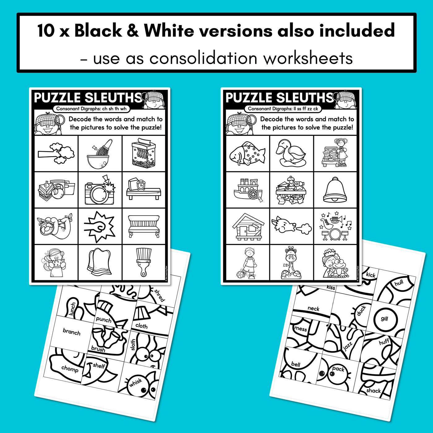 PHONICS PUZZLES - Phonics Games &  Worksheets- Decodable Consonant Digraph Words