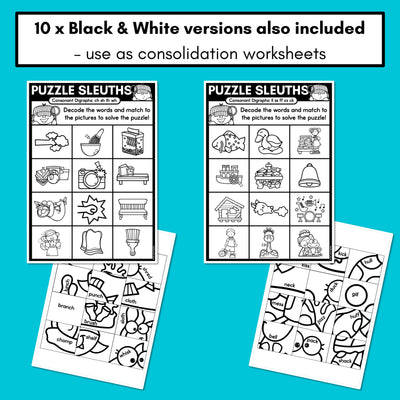 PHONICS PUZZLES - Phonics Games &  Worksheets- Decodable Consonant Digraph Words