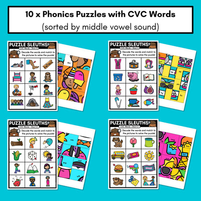 PHONICS PUZZLES - Phonics Games and Phonics Worksheets - Decodable CVC Words