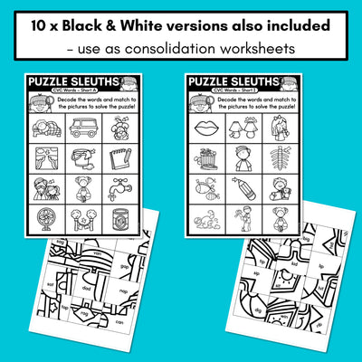 PHONICS PUZZLES - Phonics Games and Phonics Worksheets - Decodable CVC Words