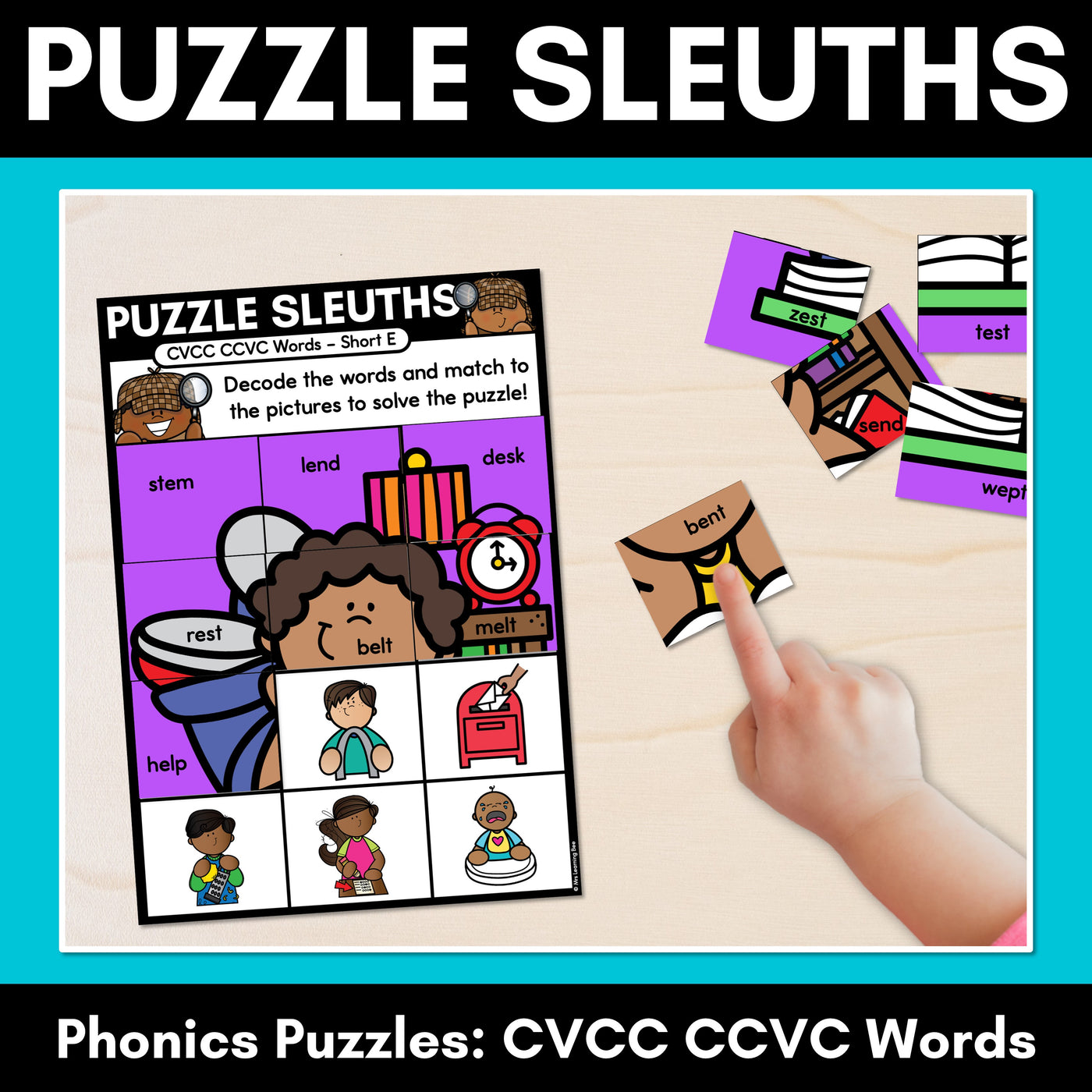 PHONICS PUZZLES - Phonics Games and Phonics Worksheets-Decodable CVCC CCVC Words