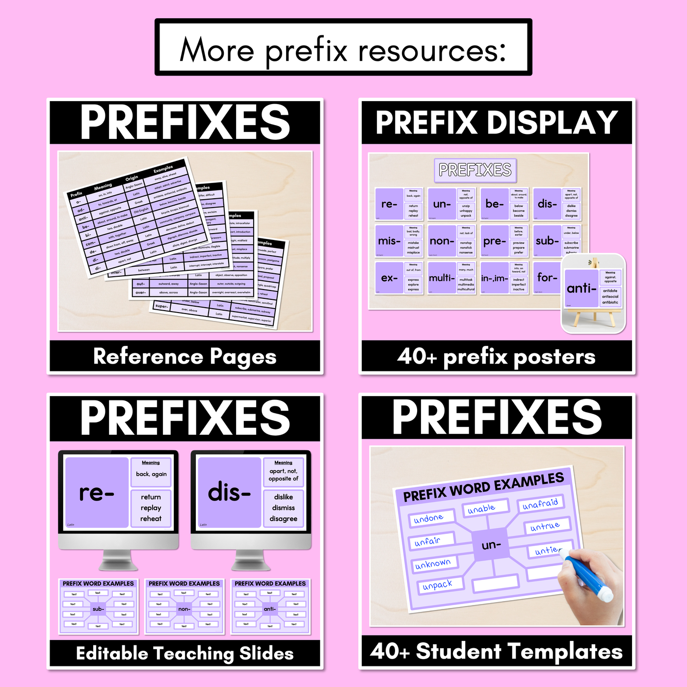 PREFIX Student Brainstorm Templates - includes prefix reference pages