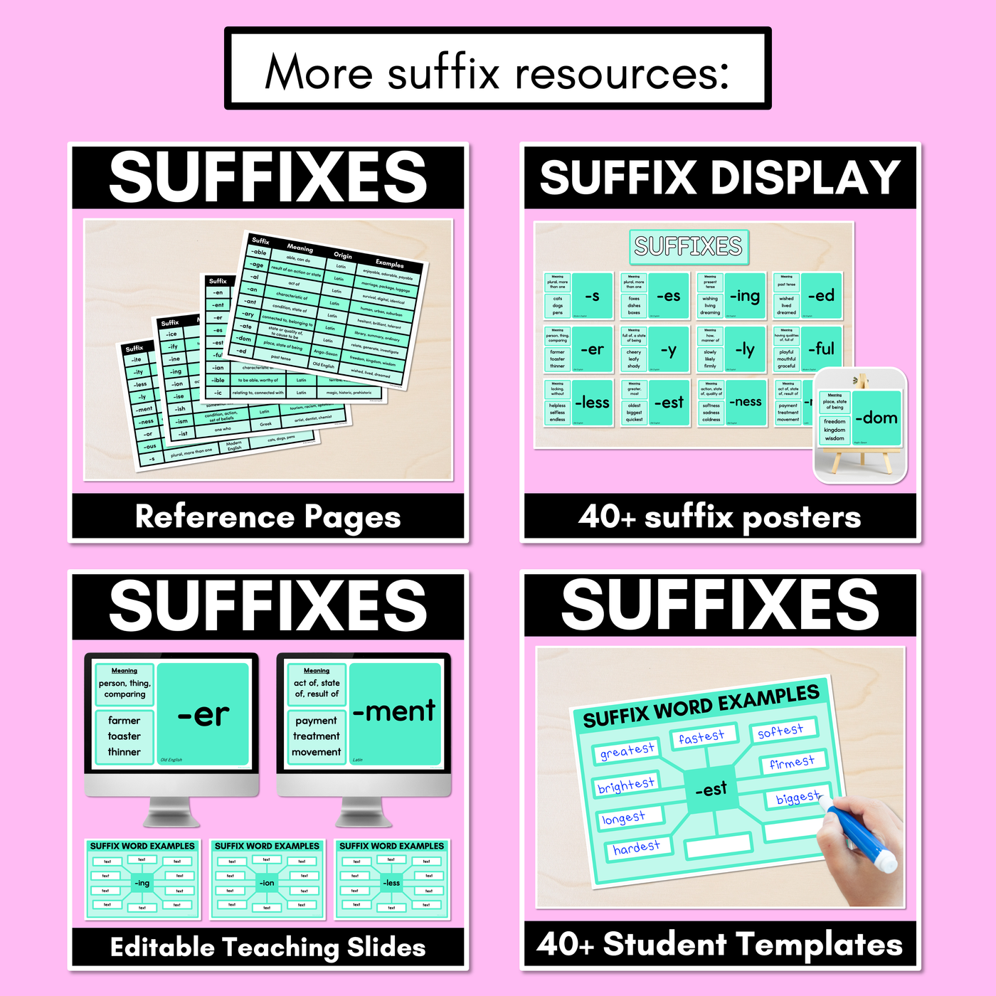 SUFFIX REFERENCE PAGES - with meaning, word origin & examples