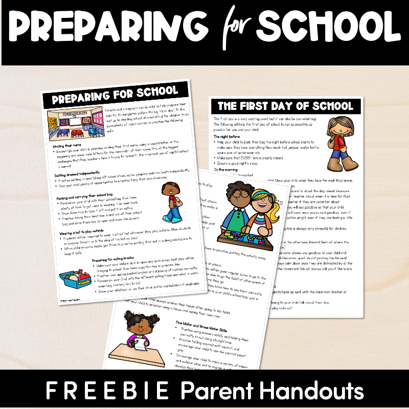 Preparing your child for school - EDITABLE Parent Handout