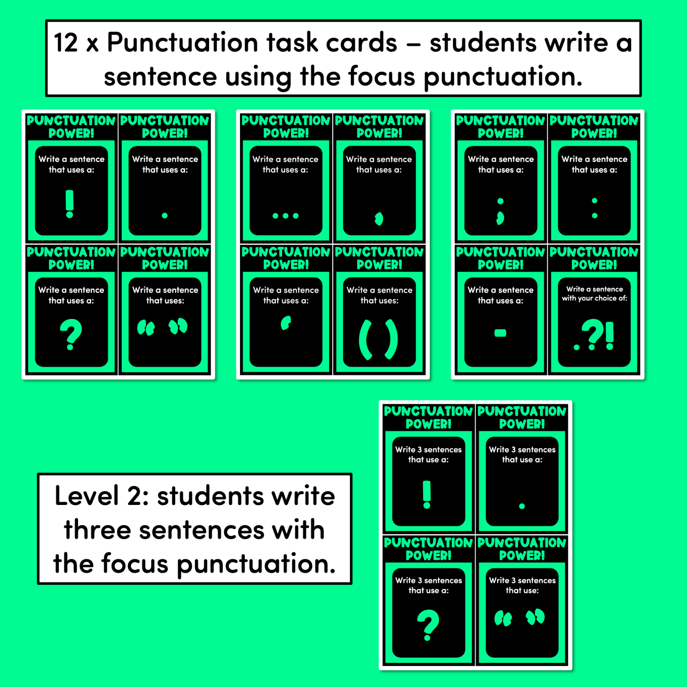 Punctuation Writing Prompt Task Cards - VCOP aligned