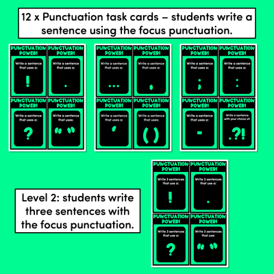 Punctuation Writing Prompt Task Cards - VCOP aligned