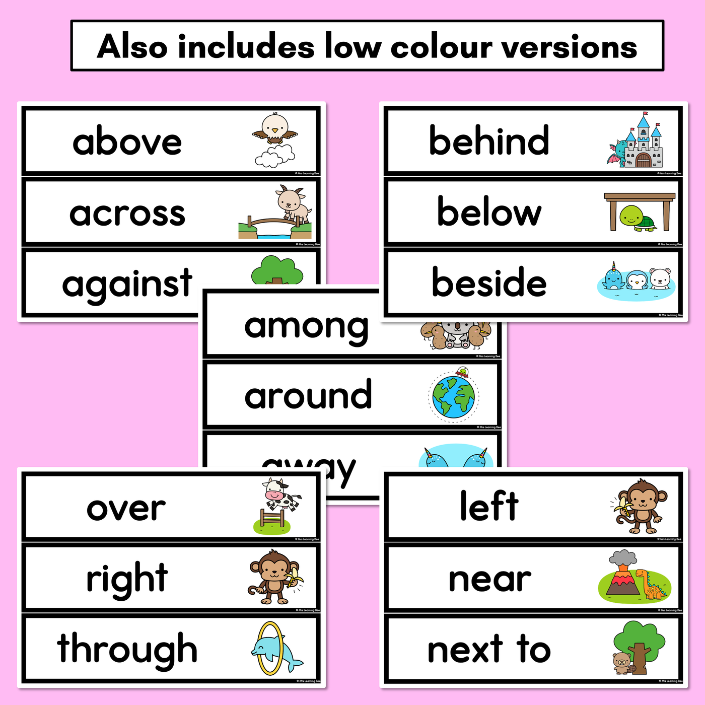 Positional Language - Animal Prepositions - Rainbow