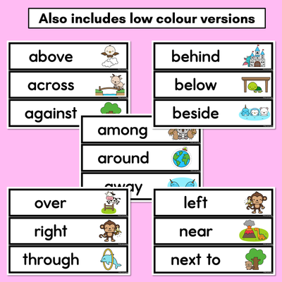 Positional Language - Animal Prepositions - Rainbow