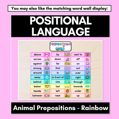 Positional Language - Animal Prepositions - Rainbow PowerPoint Slides