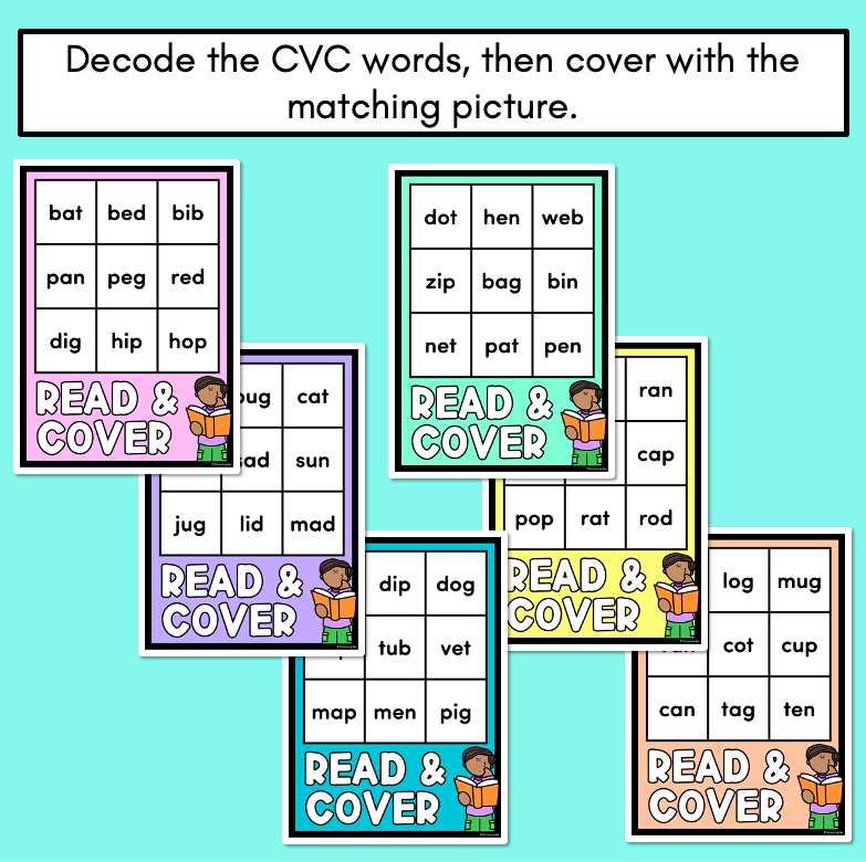 Read & Cover CVC Words & CVCC CCVC Words