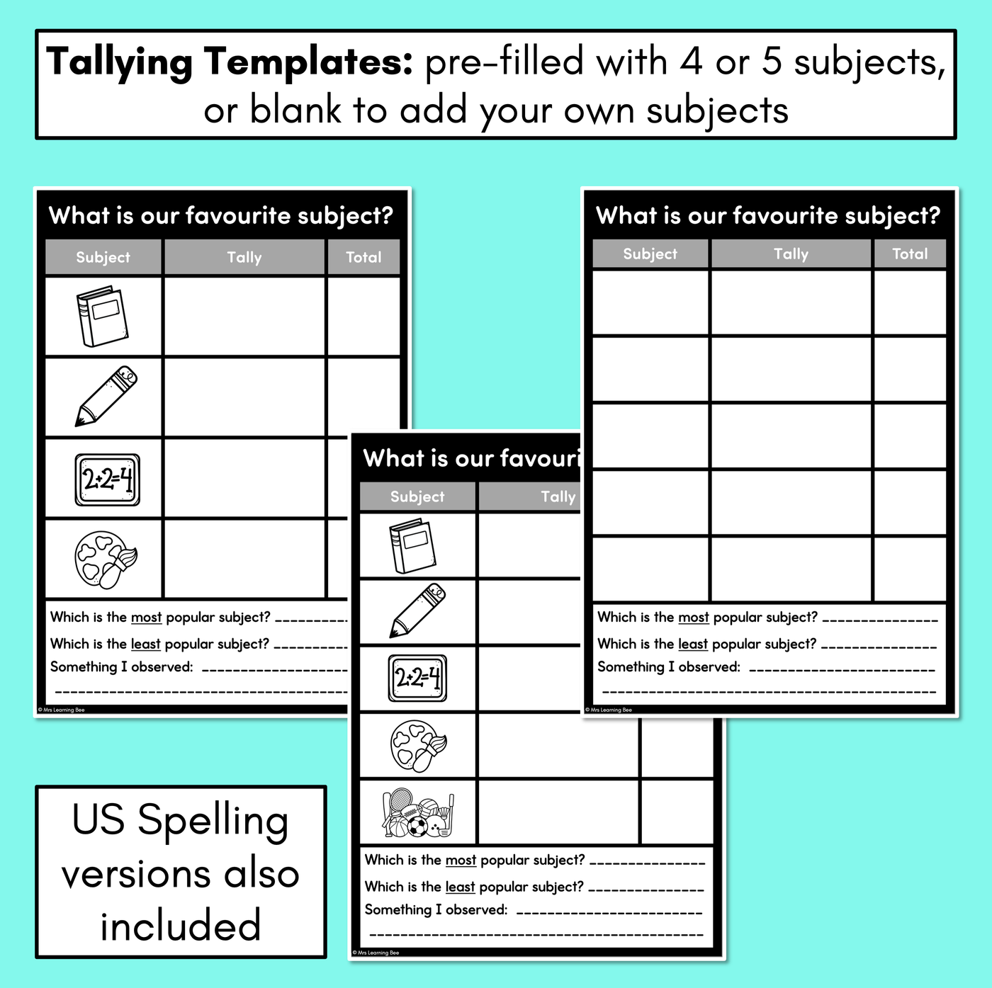 Favourite Subject Graphing Templates