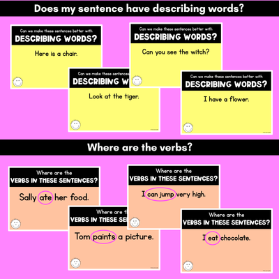 Sentence Writing Editing Checklist Teaching Slides - Correcting Sentences for Kids