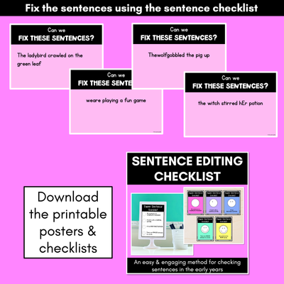 Sentence Writing Editing Checklist Teaching Slides - Correcting Sentences for Kids